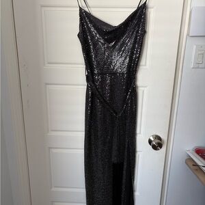 Elegant Black Sequin Evening Dress